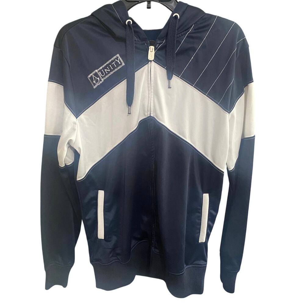 Official Assassin’s Creed UNITY Game Hoodie – Bioworld 2015 – Navy/White - Large